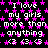 Black background with repeating white text "I love my girls more than anything" and pink star symbols, featuring a gray rectangular overlay in the bottom-right corner.