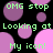 Pixelated green text on black background with overlapping pink and purple circles, repeating phrases 'OMG stop', 'Looking at', and 'My icon!' in a pattern