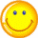 Two side-by-side yellow smiley face icons with orange borders; left shows a closed mouth, right shows an open mouth and squinted eyes.
