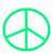 Green peace symbol outline with segmented circular design on white background, displayed in a