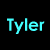 Cyan text on black background reads 'Tyler & Gabi 4ever' with pixelated font style.