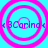 Four identical pink concentric circles with purple text reading "3Carina" on a cyan background, arranged in a pattern