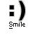 Pixelated black-and-white icon shows two stacked squares, a curved shape, and the word 'Smile' in blocky text below.