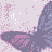 Pixelated butterfly icon with purple wings and pink body on light lavender background, text overlays in black block letters.