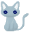 Four pixelated blue cat icons arranged in a 2x2 grid showing different facial expressions on a gray background.