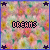 A 4x3 contact sheet of animated frames showing a floral background with the word 'DREAMS' in pixelated text, featuring alternating star icons at corners and varying color schemes across frames.