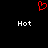 Red pixelated heart symbol above two white 'Hot' texts on black background.