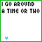 Animated sequence of text and small blue symbols on white background with green borders, showing changing letter colors and symbol positions.