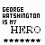 Static image of 'GEORGE WATSHINGTON IS MY HERO' text with star ratings, featuring multiple variations of red and blue stars in a
