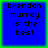 Blue square with green border displays text 'brendan murray is the best' in black pixelated font across four identical