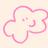 A static pixelated icon features a pink flower outline with four rounded petals on a light beige background.