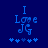 Blue pixelated text "I Love JG" with five blue stars below on a dark blue background, showing animation changes in star brightness.