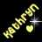 Animated contact sheet showing three frames of a yellow text-based buddy icon with hearts and stars on black background.