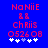 Blue background with red pixelated text 'NaNiiE', 'BB', 'chRiS', 'O526O8' and five white/purple plus signs, showing slight shift in plus sign positions