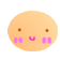 Four circular cartoon faces with peach skin, brown eyes, pink cheeks, and a small U-shaped mouth on gray background.
