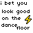 Pixelated text reads "i bet you look good on the dance floor" with a yellow lightning bolt icon transitioning to a white lightning bolt.