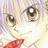 A 48x48 pixel buddy icon featuring a close-up of an anime-style character's face on the left and stylized text on a black background on the right, with visible pixelation and dithering effects.