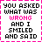white with pink dashed borders contains text fragments; some display 'NOTHING' in black and pink, others show 'EVERYTHING' in black and pink, and one reads 'YOU ASKED WHAT WAS WRONG AND I SMILED AND SAID' in black and pink