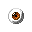Pixelated circular icon with brown and black eye-like pattern rotating clockwise inside a gray border on white background.