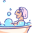 Animated contact sheet showing a cartoon woman in a bathtub with bubbles and steam across seven frames, including text phrases "It's Time To Let Off Some" and "Steam".