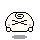 Pixelated cartoon character with spiral hair, pink cheeks, and crossed eyes in four sequential poses showing head rotation.