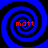 Four identical blue and black spiral patterns arranged in a , each containing red text reading 'matt' at the center