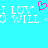 Pixelated text "I LUV YOU WILL" with a pink heart symbol on cyan background, showing animation changes between frames.