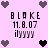 Pixelated icon with pink background, heart symbols at corners and center, text 'BLAKE 11.8.07 ilyyyy' repeated four times.