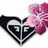 Animated icon with four distinct sections: a black and white heart-shaped logo with pink flower, colorful Olympic rings, pink lips with text, and a pink crown over interlocked C's.