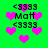 Green background with pink pixelated hearts and repeated text '<3333 Matt <3333' in black block letters.