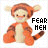 Pixelated orange tiger cub with brown stripes sits in a , text 'FEAR MEH' changes color across frames