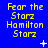Blue background with yellow text reading 'Fear the Starz Hamilton Starz' and white star symbols scattered across.