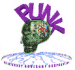 Green skull with purple mohawk and blue electric ring, displaying multiple head angles and text variations.