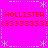 Pixelated pink background with red text and white asterisk decorations arranged in a symmetrical pattern.