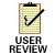 Pixelated icon shows a clipboard with a checkmark and "USER REVIEW" text below.