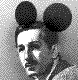 nine grayscale images showing a person with Mickey Mouse ears, each frame displaying different nose and ear decorations