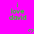 Bright pink background with green text reading "i love david" and small pixelated hearts scattered across the image.