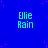 Blue background with scattered pink dots, multiple instances of 'Ellie Rain' text in cyan pixelated font arranged in a pattern