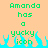 Green pixelated text on peach background reads 'Amanda has a yucky icon' with blue flame-like shapes at the bottom, animated to flicker.