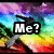 Pixelated rainbow-colored background with a black silhouette of a figure walking on a line, overlaid with white text in four sections.