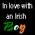 Static pixel art icon with white text and colored letters on black background reading "In love with an Irish Boy" using green, white, and orange pixels for the word "Boy".