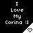 Black background with white pixelated text "I Love My Corina :)" and a triangular signal icon containing a heart symbol, showing animation changes in the heart's fill state across observations.