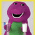 A 2x2 contact sheet of a pixelated animated icon featuring Barney the purple dinosaur with text "HE'S COMING FOR YOU" on bright pink background.