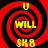 Four identical red and black spiral patterns with yellow text 'U WILL SK8' arranged in a on a solid red background