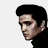 Pixelated buddy icon featuring Elvis Presley's profile with repeated text and a humorous phrase on a white background.