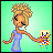A 4-frame pixel art animation showing a blonde woman interacting with an electrical outlet, transitioning from normal to messy hair and ending with text reading "blonde moments" on a starry background.