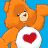 A pixelated Care Bears buddy icon featuring an orange bear with a red heart on its chest against a blue background, accompanied by the 'Care Bears' logo and text.
