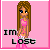 Pixel art of a female character with long brown hair and blue eyes, wearing pink clothing against a pink background.