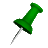 Green pushpin-shaped objects in various orientations on a gray background, displayed in a