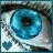 Four- of blue eyes with pixelated skin and heart symbols, displaying text changes